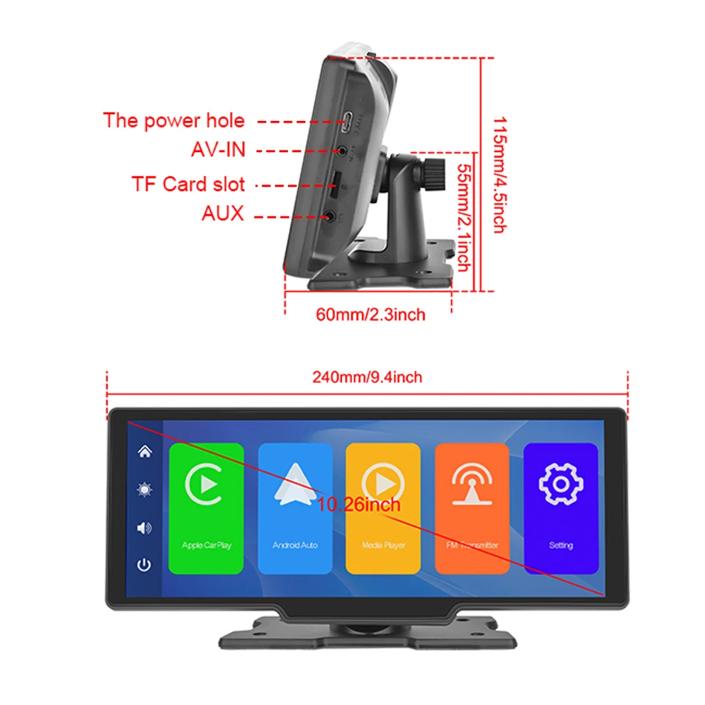 10 26-дюймовый сенсорный экран беспроводной Carplay Android автомобильный мультимедийный