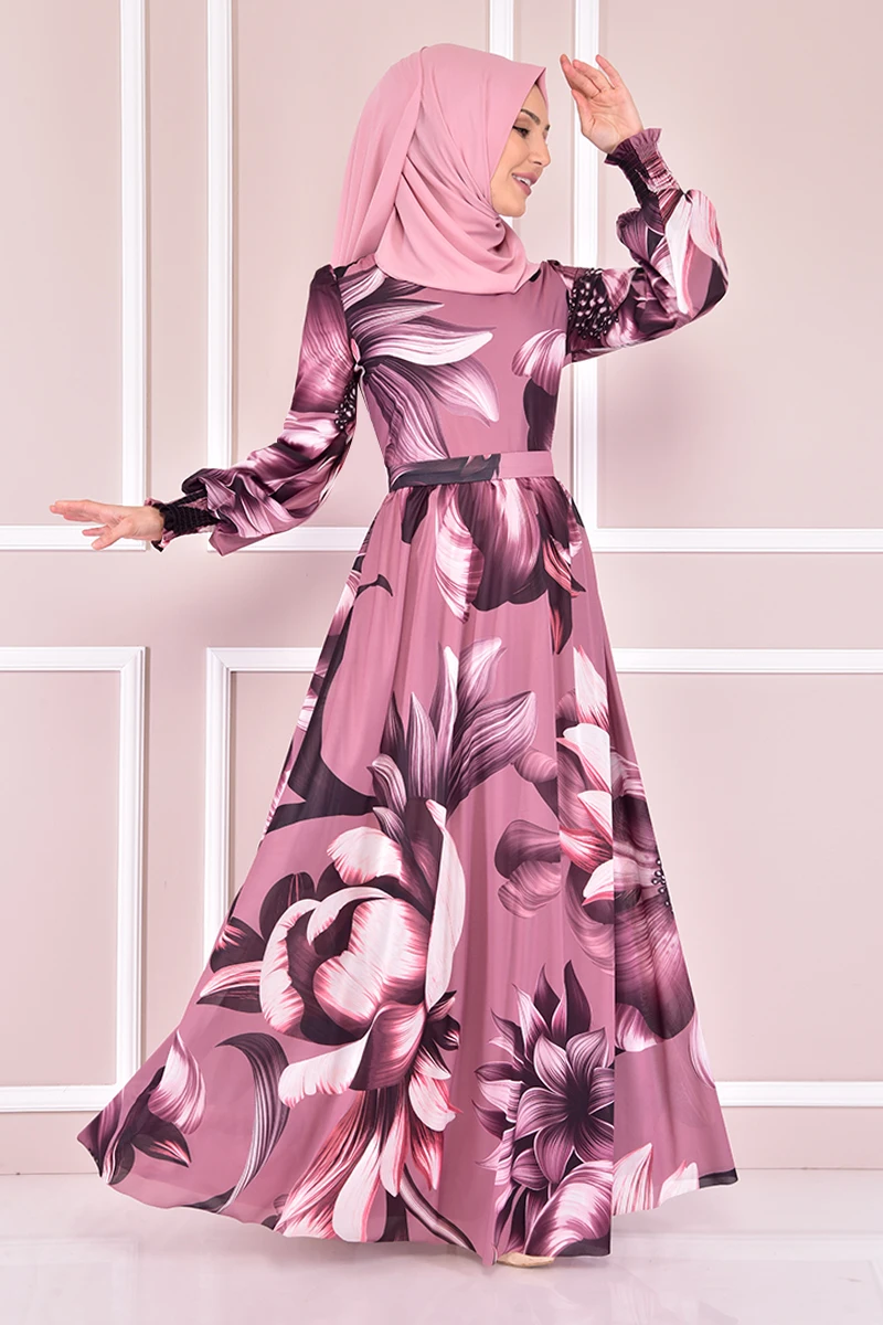 Высушенное розовое платье с узором ASM22661