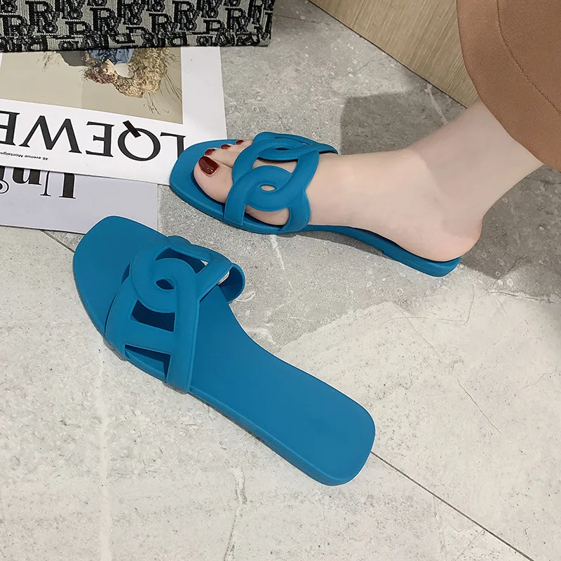 Summer Beach Woman Flip Flops Valentine Slippers PVC Slides Female Sandals Slip on Flat Heels Women Home Slippers Jelly Shoes