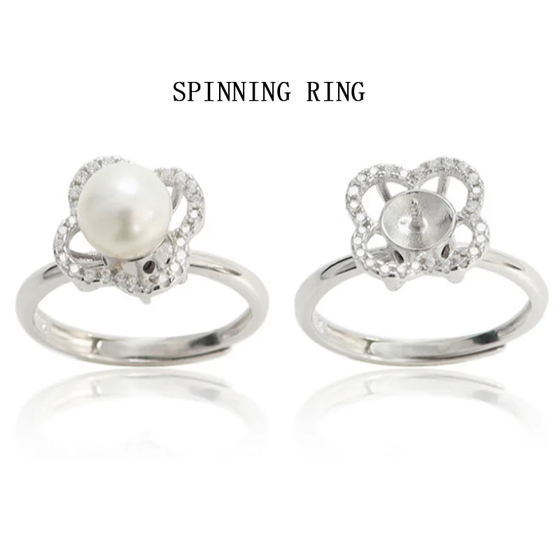 

MeiBaPJ Natural Freshwater Pearl rotate Ring Real 925 Sterling Silver Fine Wedding Jewelry For Women