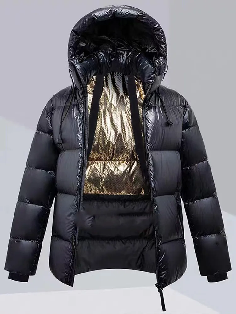 Модный черный золотой пуховик 2024 зимнее толстое теплое мужское стеганое пальто с