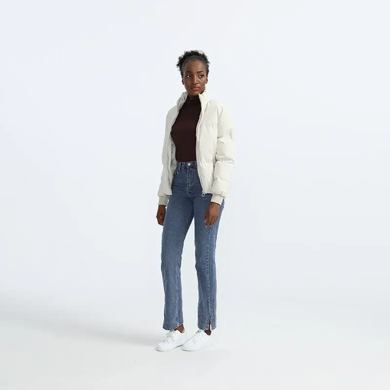 2021 Autumn and Winter New Women's Casual Long-sleeved Jacket Solid Color Cotton Jacket Bread Jacket Stand Collar Cotton Jacket