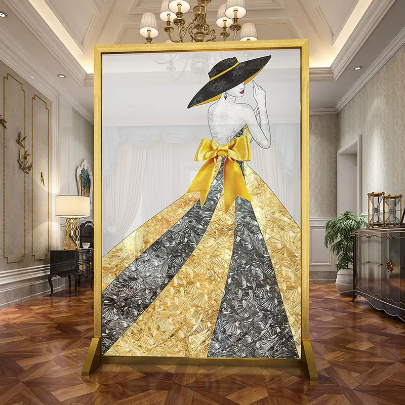

Modern Light Luxury Luminum Screen Partition Living Room Clothing Store Seat Screen Abstract Home Prevent Bad Luck Entrance