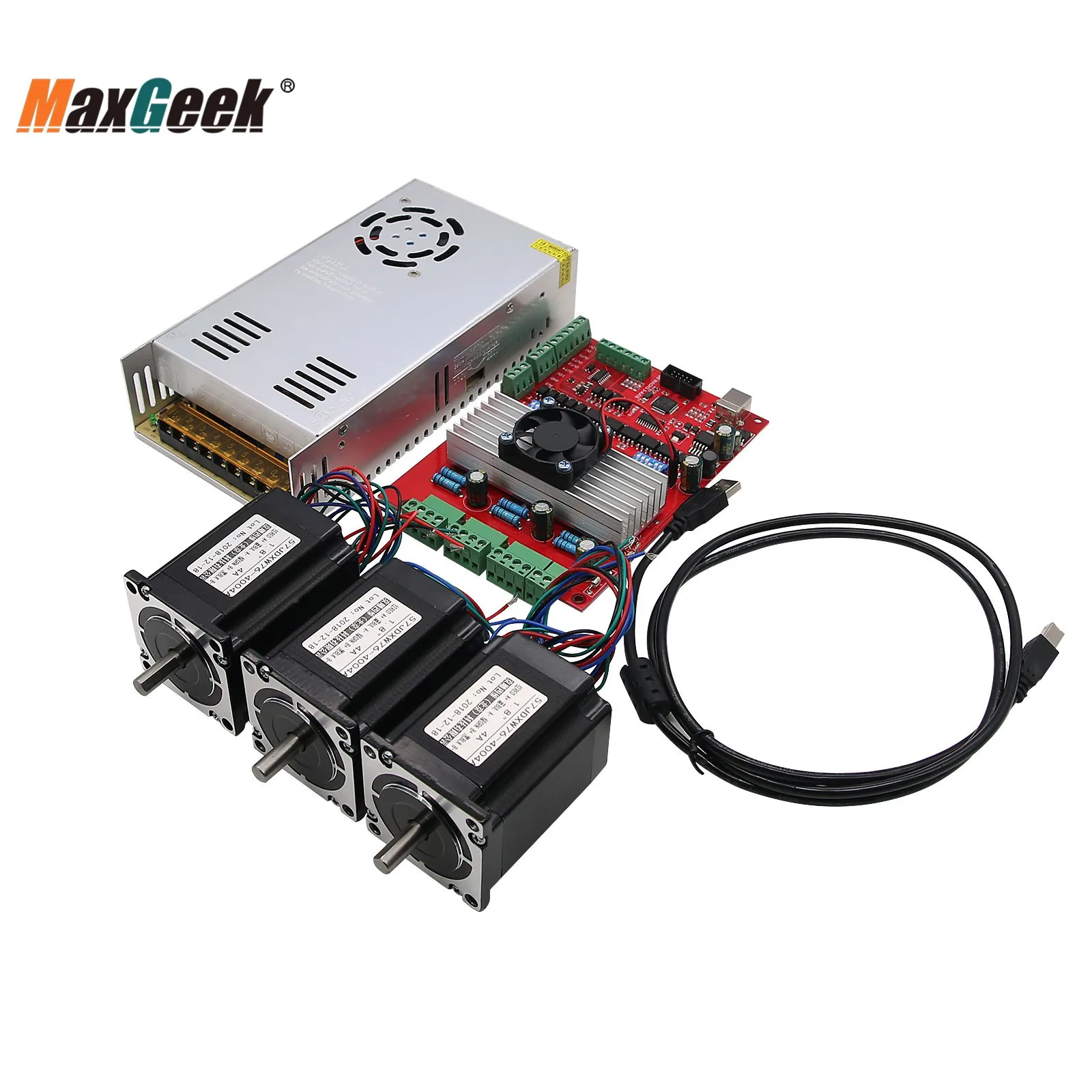 Maxgeek MACH3 USB 3-Axis CNC Kit TB6560 плата драйвера шагового двигателя + 3 шт. Nema23 шаговый мотоцикл 57 + 1 шт. мощность