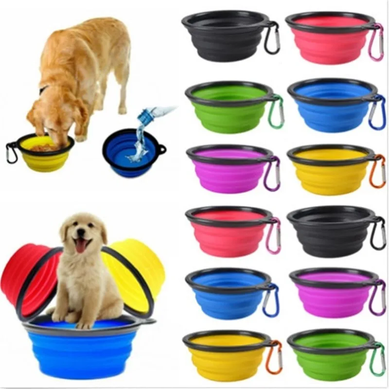 

New Foldable Silicone Dog Bowl Outdoor Travel Portable Collapsible Puppy Feeding Dishes Water Bowl