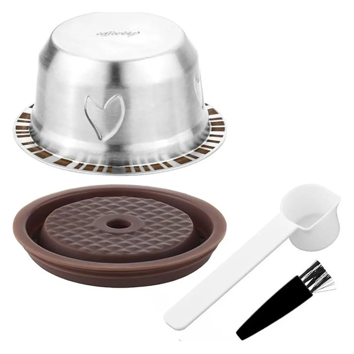 обновление. Многоразовые капсулы для эспрессо Nespresso Vertuo PopNextPlus, перезаполняемые кофейные капсулы с темпером, ложкой и щеткой, 230 мл (art.: 3920dc2fad1e6) - 3920dc2fad1e6