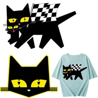 black cat patches thermal stickers on clothes fabric iron on transfers for clothing thermoadhesive patch diy applique for kids