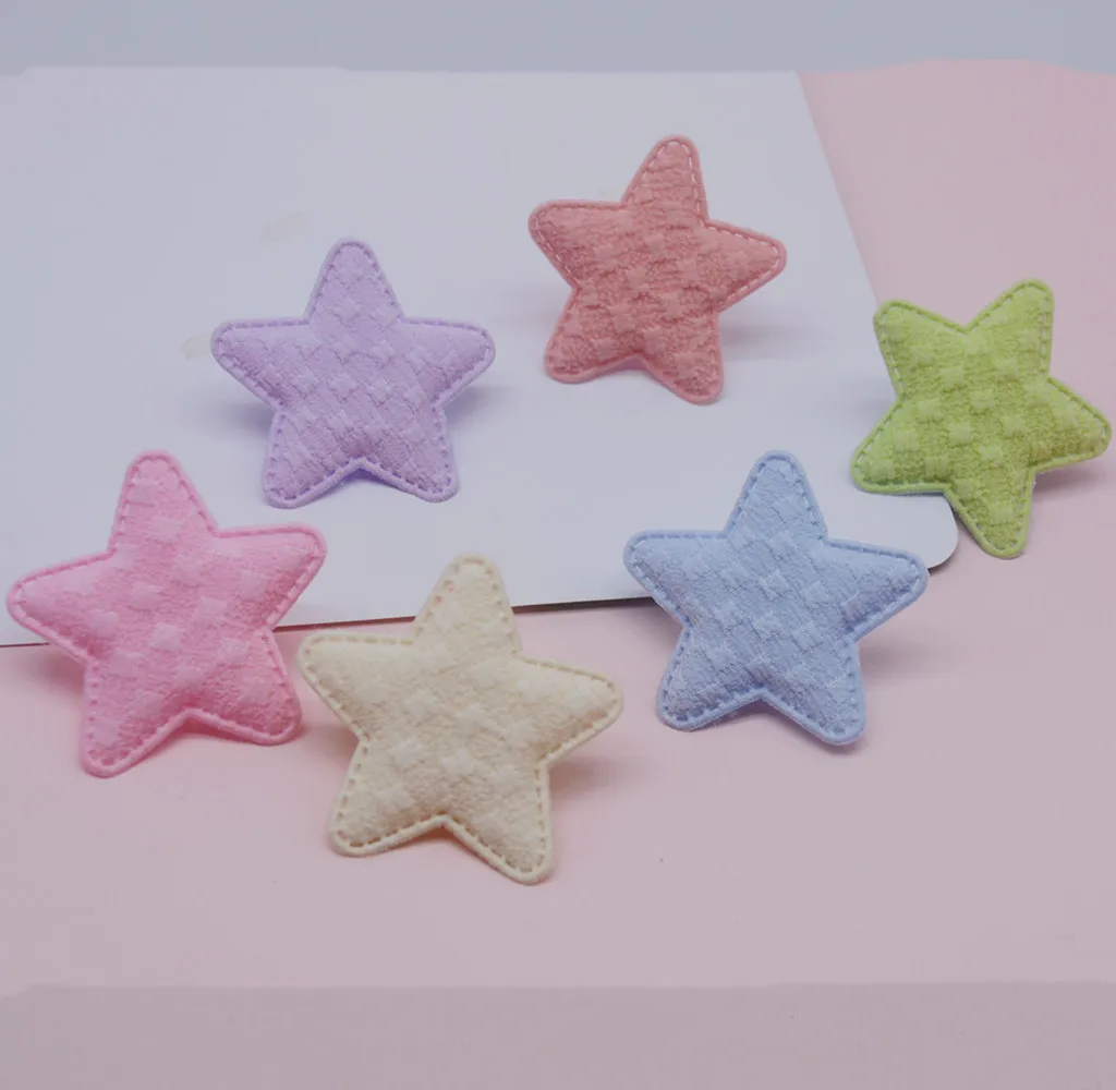 

40pcs/lot 5cm Fabric with button bow Padded Patches Appliques For Clothes Sewing Supplies DIY Hair Decoration