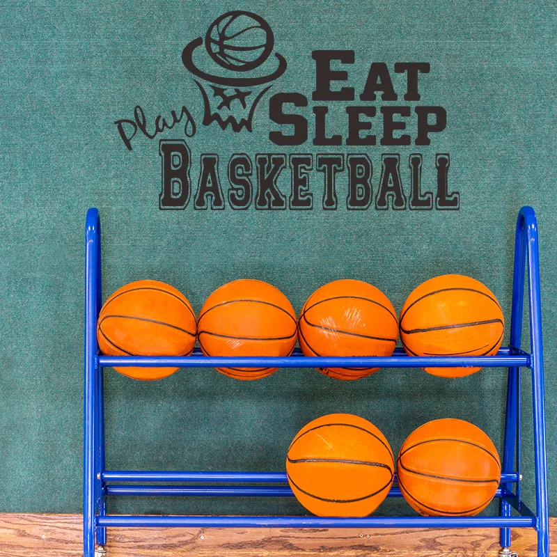 

English Slogan Eat Sleep Basketball Bedroom Home Wall Home Decor Wall Sticker Wallpaper Self-Adhesive