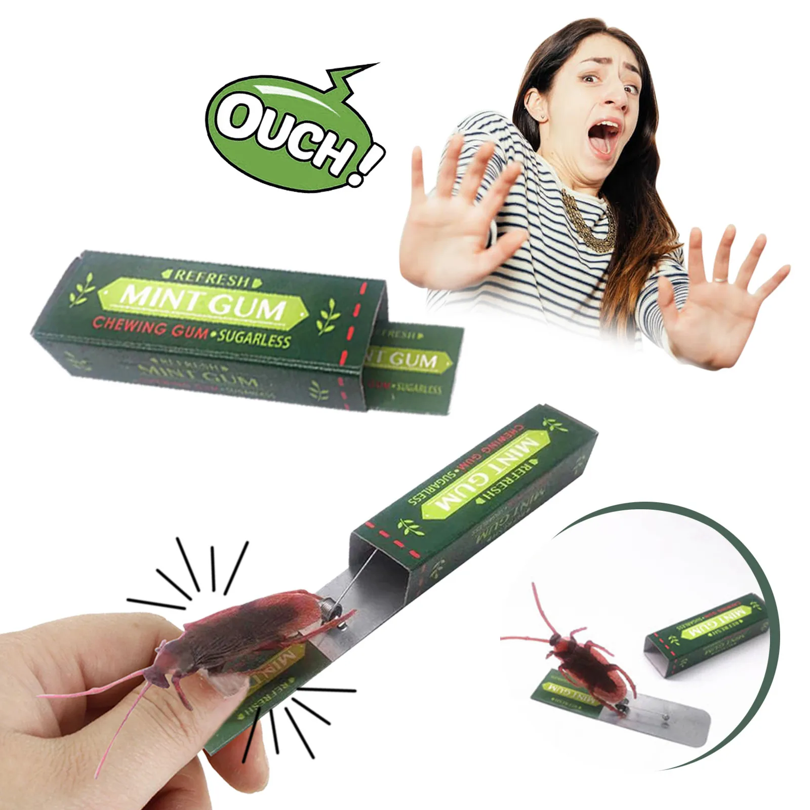 

Funny Trick Toy Chewing Gum Cockroach Pull Head Spoof Toys Autism Needs Decompression Shocking Prank Game for Children Adults