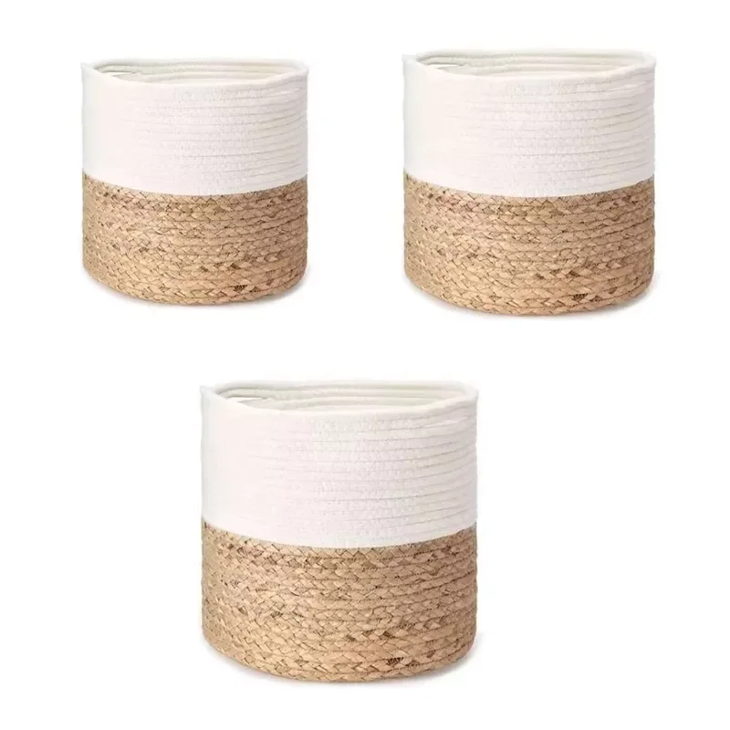 

New Hand Woven Planter Basket Indoor Outdoor Flower Pot Plant Container Laundry Toy Storage Home Decoration 3 Sizes