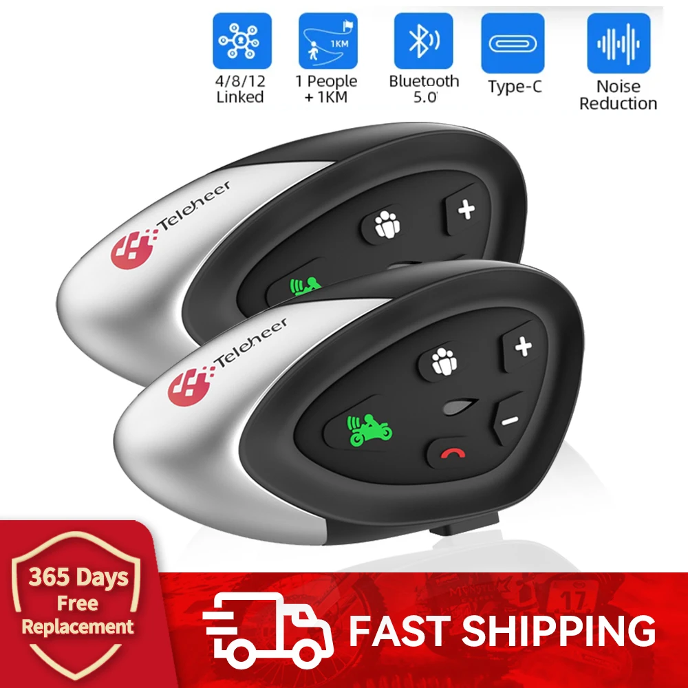 

Bluetooth-гарнитура T6 для мотоциклетного шлема, 2,4 ГГц, сетевой водонепроницаемый коммуникатор, одновременный разговор, 4/8/12 водителей