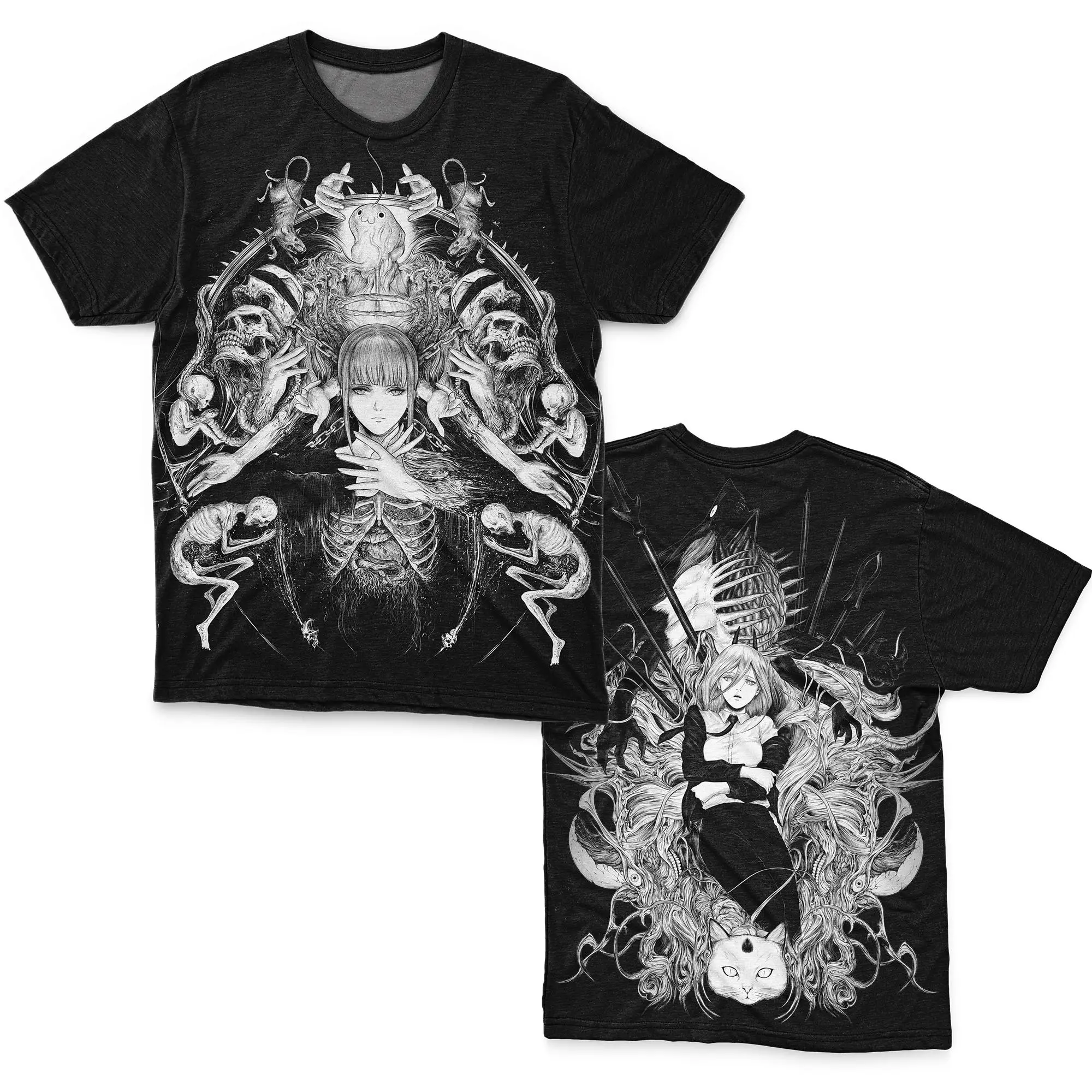 Японское аниме Человек с бензопилой графические футболки в стиле Харадзюку