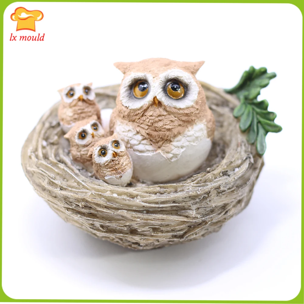

3D Owl & Bird's Nest Silicone Sugarcraft Chocolate Decor Cake Baking Mold Home Decoration Mould Candle Plaster
