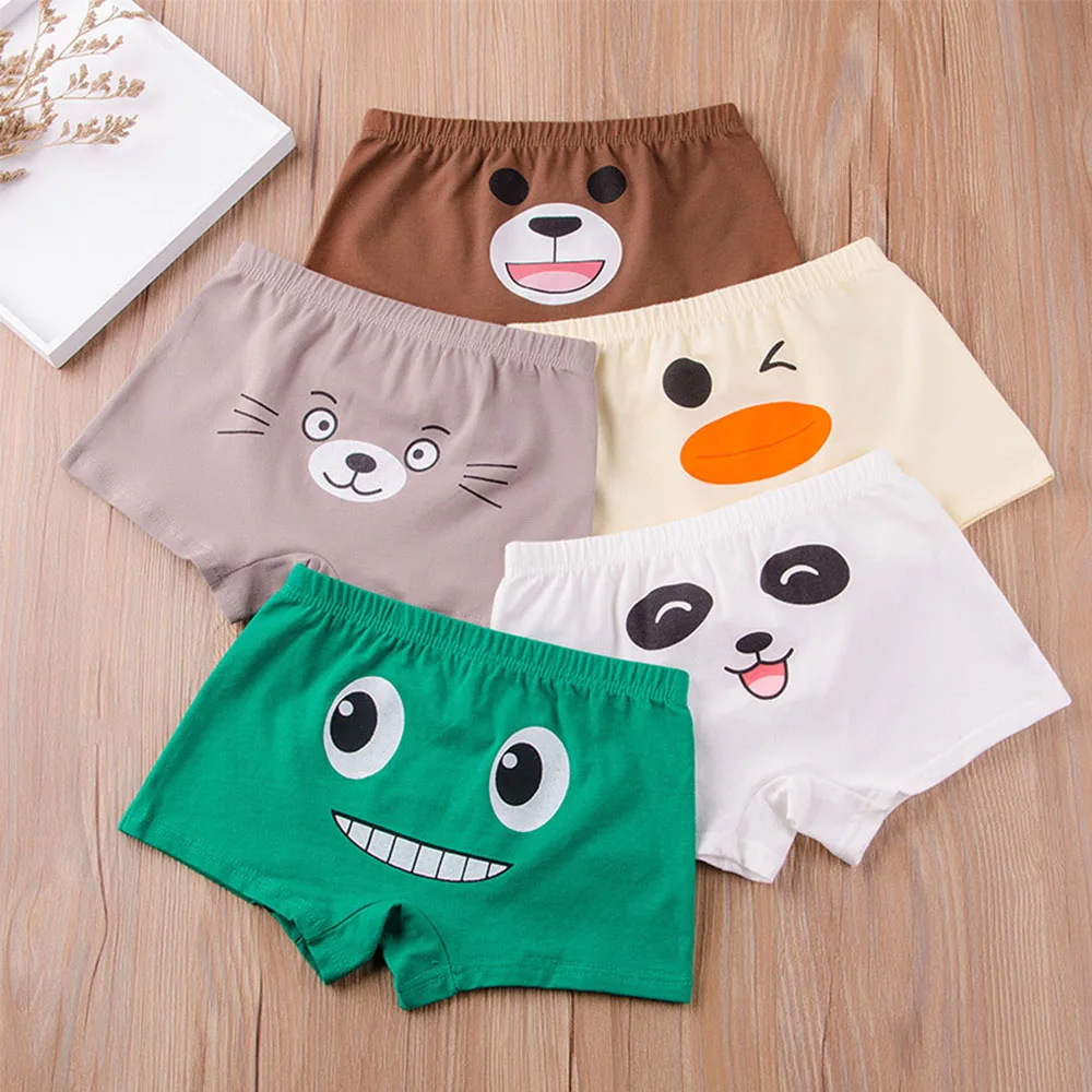 

4/5-Packs Boys Cotton Soft Boxer Briefs Cute Cartoon Small Animal Car Suitable For Boys Over 8 Years Old