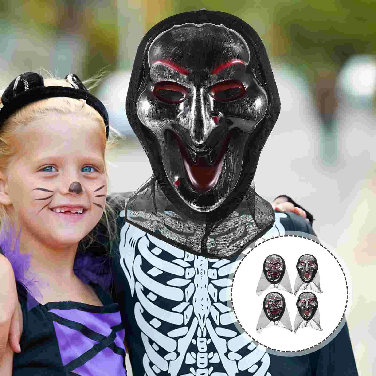 

4 Pcs The Mask Halloween Masks Adults Scary Realistic Grimace Party Plastic Ornament Child