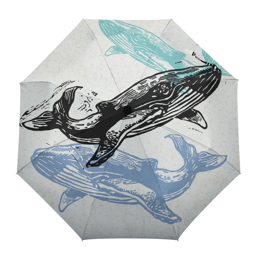 

Whale Nature Sea Ocean Summer Umbrella for Outdoor Fully-automatic Folding Eight Strands Umbrellas for Adults Printed Umbrella