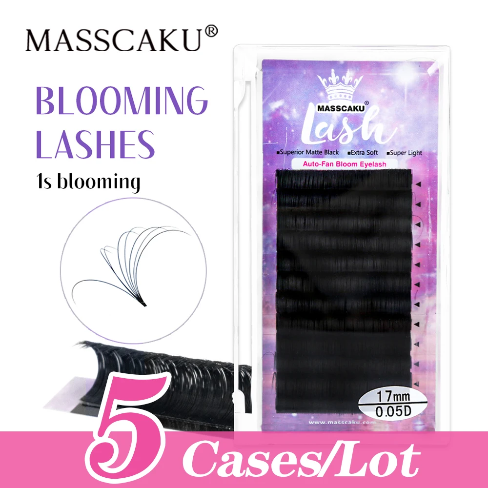 

MASSCAKU 5Cases/lot Easy Fan Blooming Eyelash Extension Fast Austomatic Flowering Self-Making Russian Volume Makeup Beauty Lash