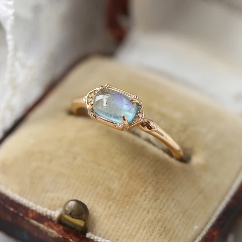 Роскошное кольцо LAMOON, Женские аксессуары, натуральный лабрадорит, топаз, драгоценные камни, кольца 925 S, позолоченные серебряные кольца RI207