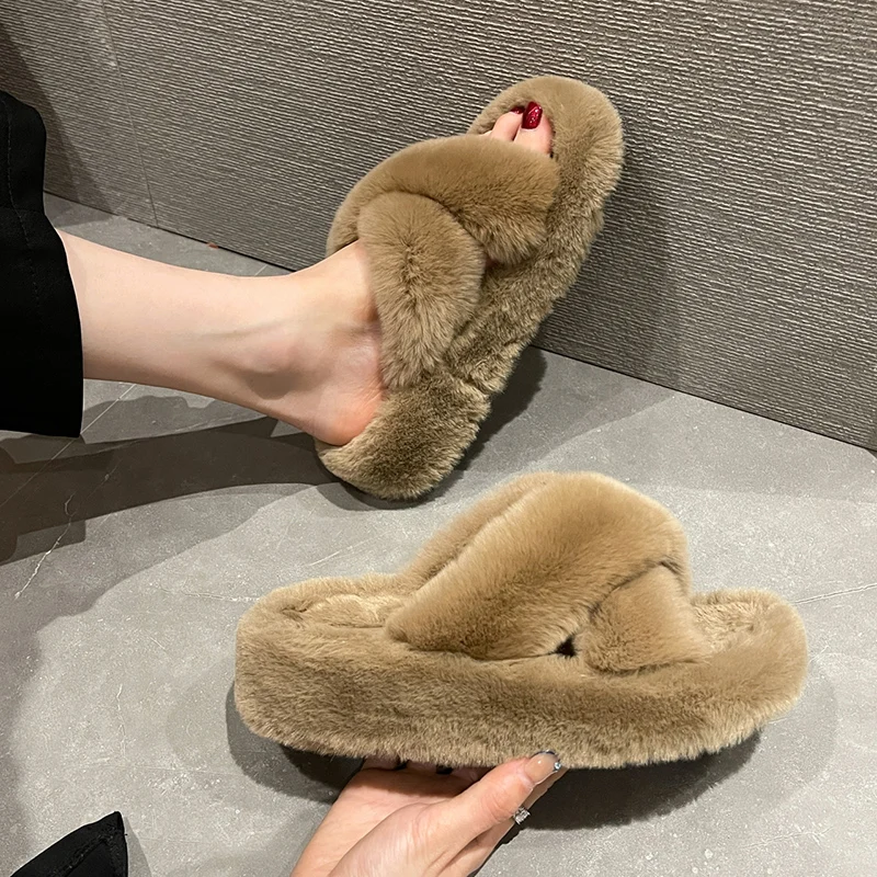 

Shoes Slippers Flat Platform Luxury Slides Fur Flip Flops Med Slipers Women Flock Designer Plush 2022 Rome Basic Fabric Shoes Wo