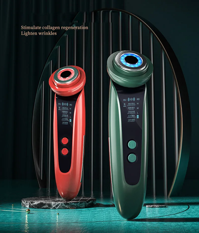 

RF Radio Frequency Introduction Instrument Color Cight EMS Micro-Current Facial Massager Firming Ice Radio Frequency Instrument