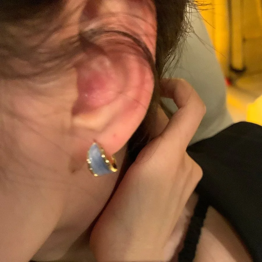 Пара Французских Нишевых Круглых Серег-гвоздиков C-образной Формы. Женские