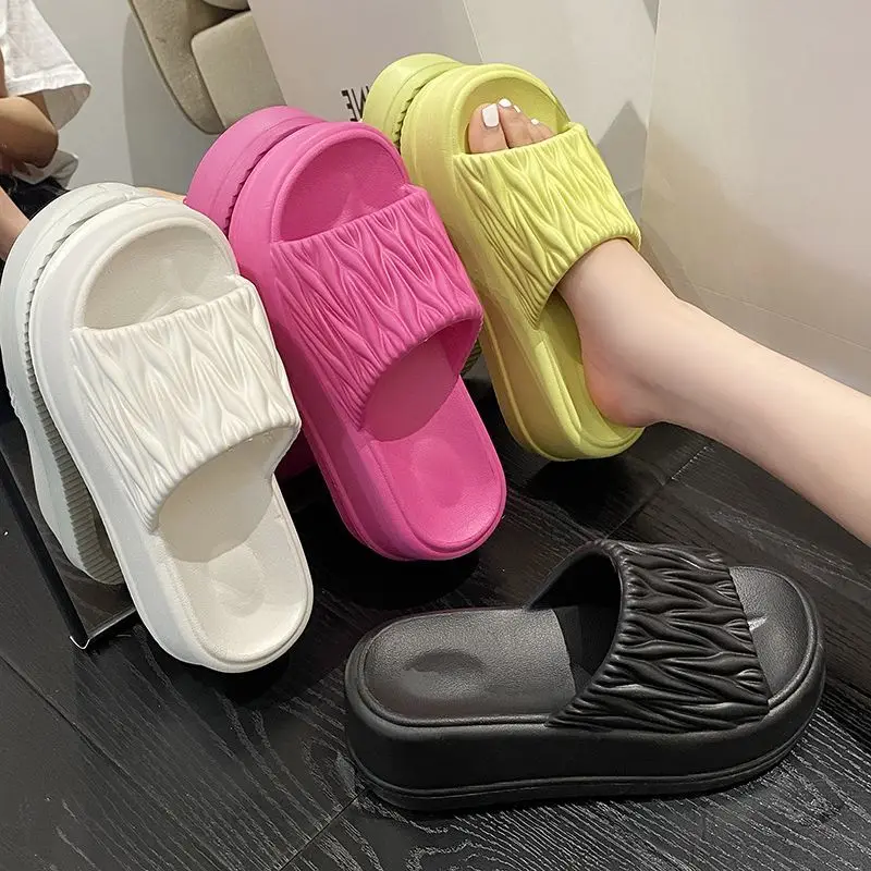 

Summer 2023 Bedroom Slides Heeled Shoes Indoor Women's Slippers and Ladies Sandals White Outside Height with Free Shipping 39 F