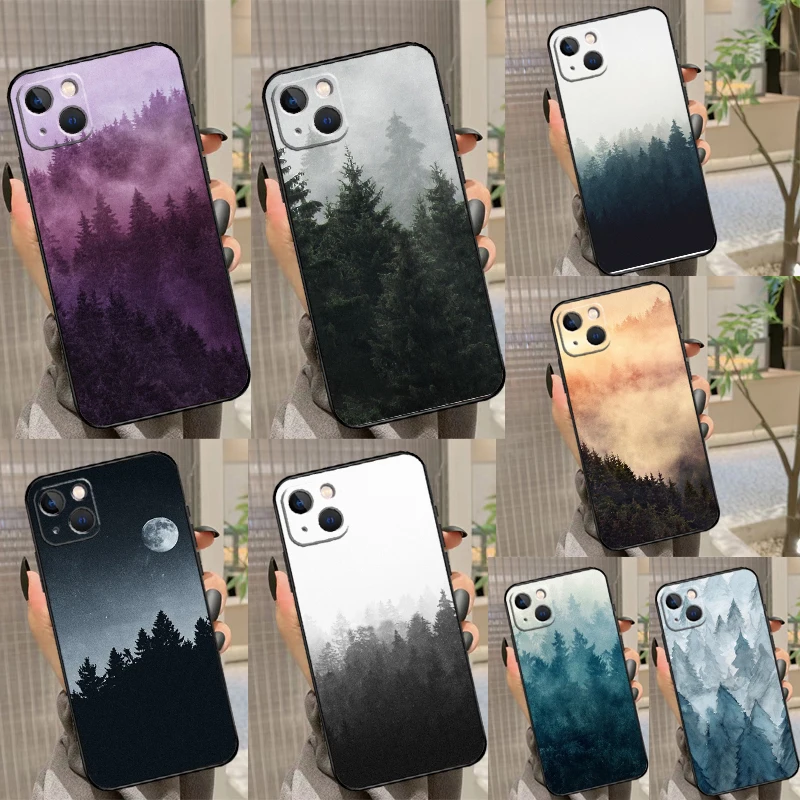 Чехол Лесные деревья для iPhone 14 11 12 13 15 16 Pro Max Mini Plus X XR XS