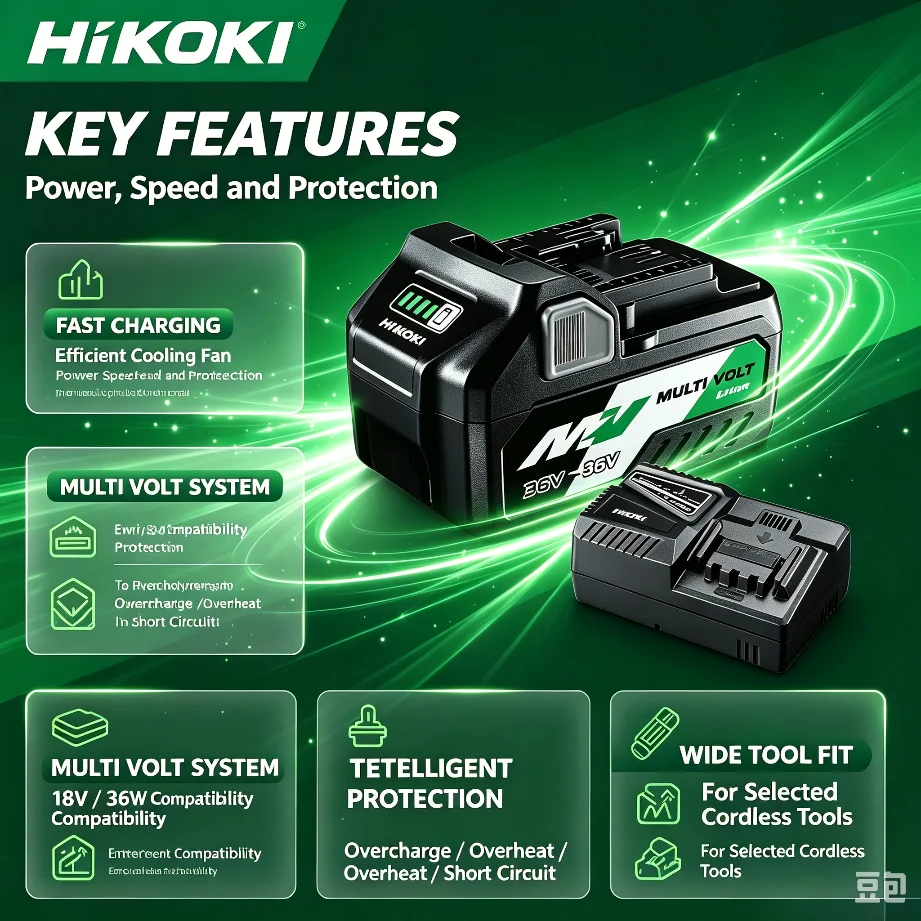 Фото Аккумулятор Hitachi HiKOKI BSL36B18 18В/36В 8.0Ач, совместим с DS18DSL C18DSL, длительное время работы для инструментов для дома и мастерской №5