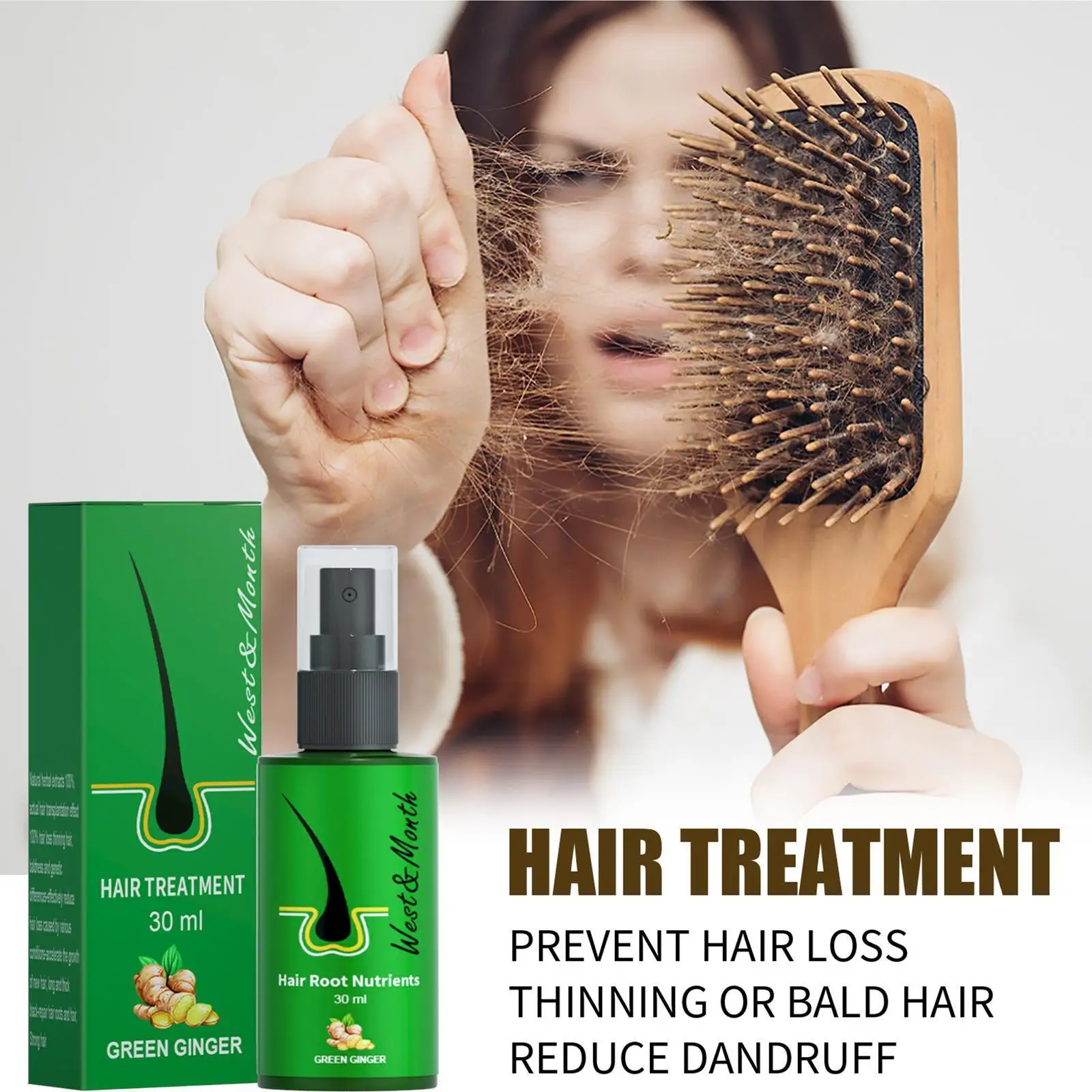 

Ginger Hair Growth Spray Essential Oils Hair Loss Treatment Thinning Dry Prevent Hair Products Repair Grow Frizzy Treatment K1s3