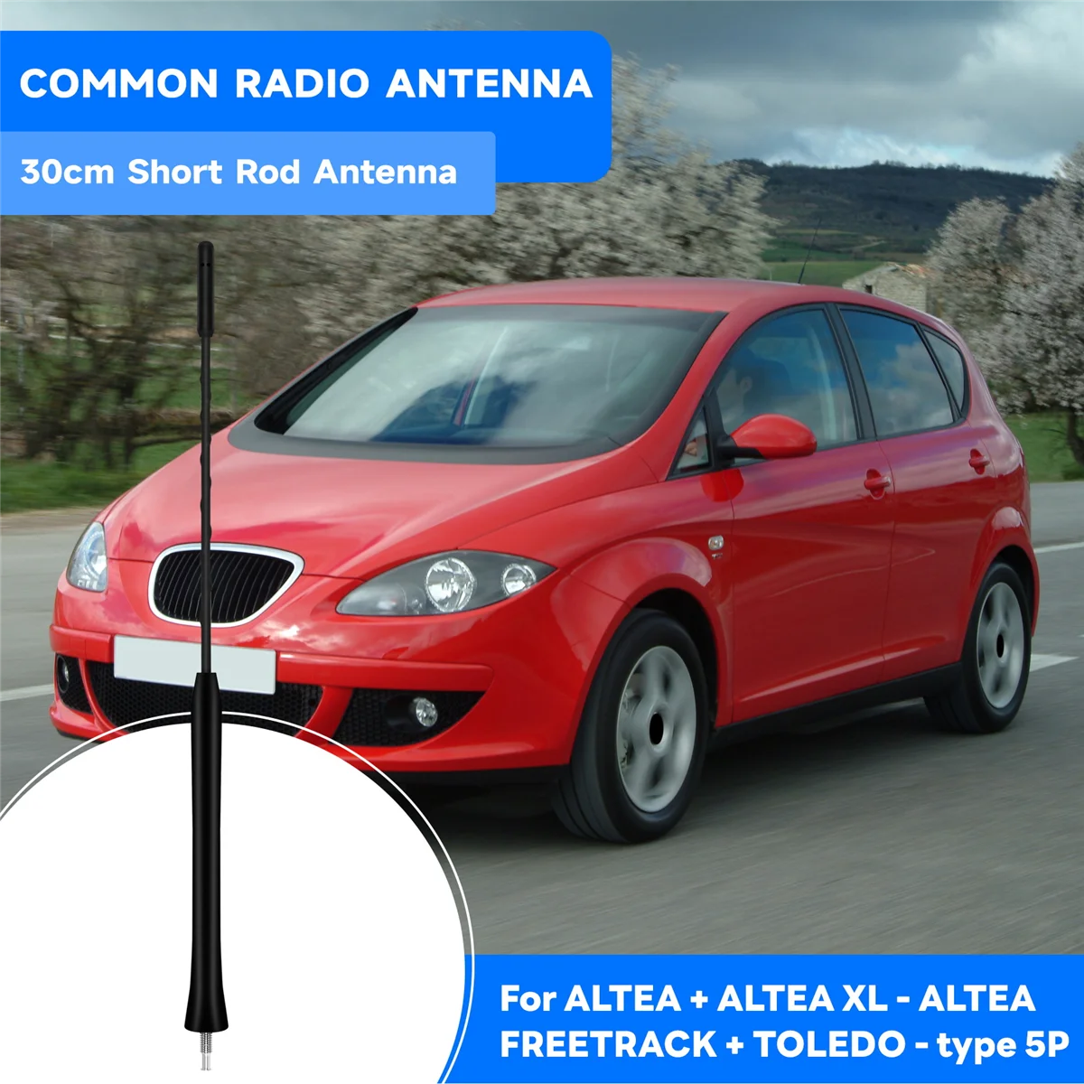 Короткая антенна 30 см для Seat Ibiza 6L 6J Leon 1M 1P Skoda Altea 5P