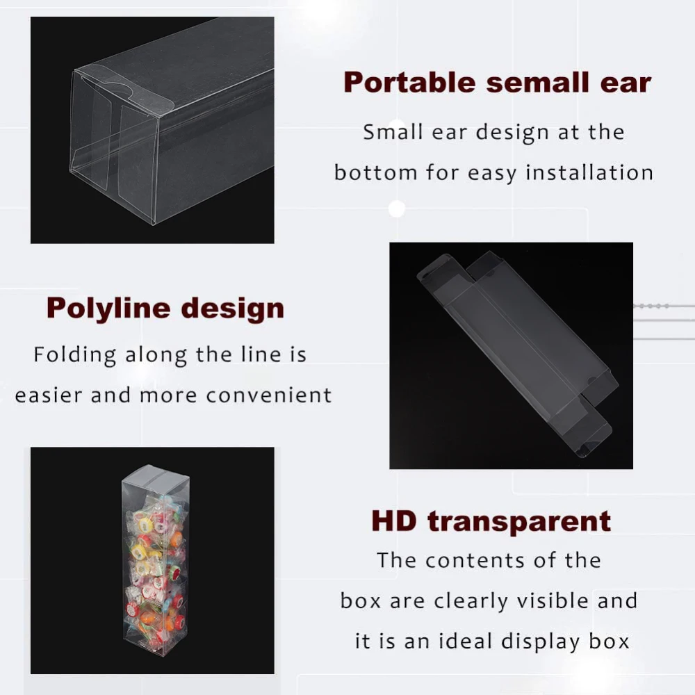 10Pcs Foldable Clear Rectangle PVC Boxes 24x6x6cm Gift Packaging Case for Wedding Party Favor Jewelry Display Caja De Dulces