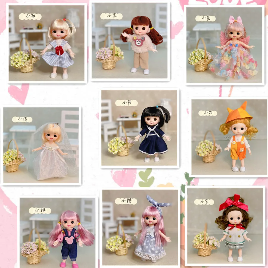 

New 16cm Bjd Doll Ful Set 1/8 Princess Clothes Dress Up Diy Girl Toys Multi Jointed Children Kid Fashion Birthday Gift