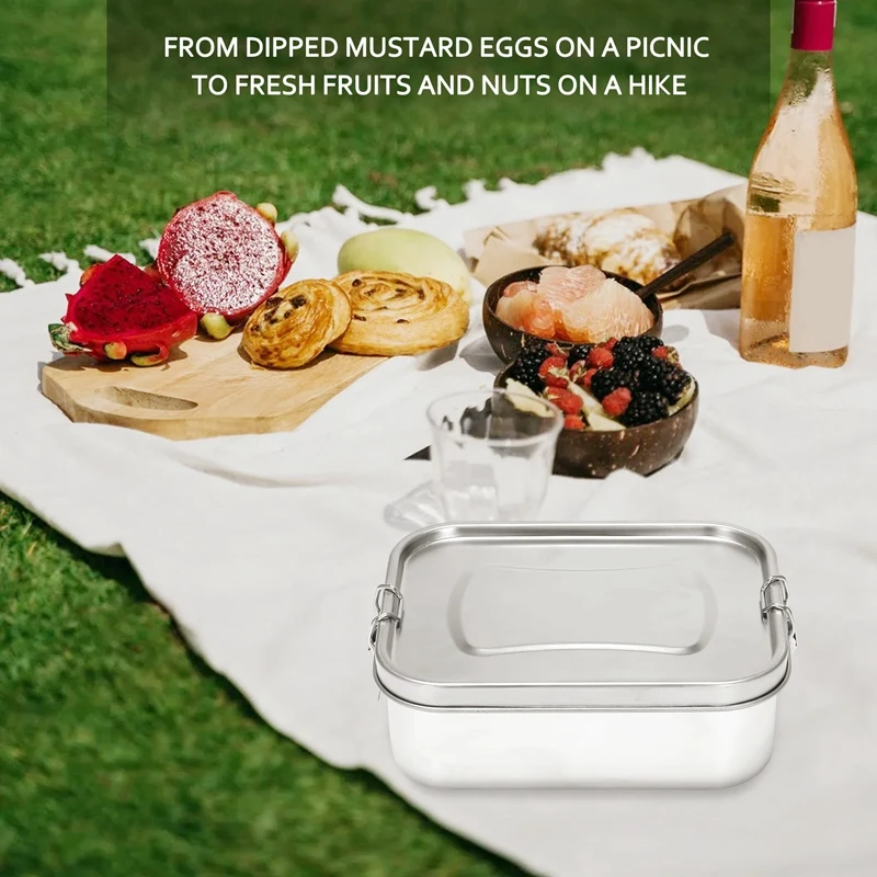 Ланч-бокс из нержавеющей стали Bento с 3 отделениями для сэндвичей и обеих сторон 1400