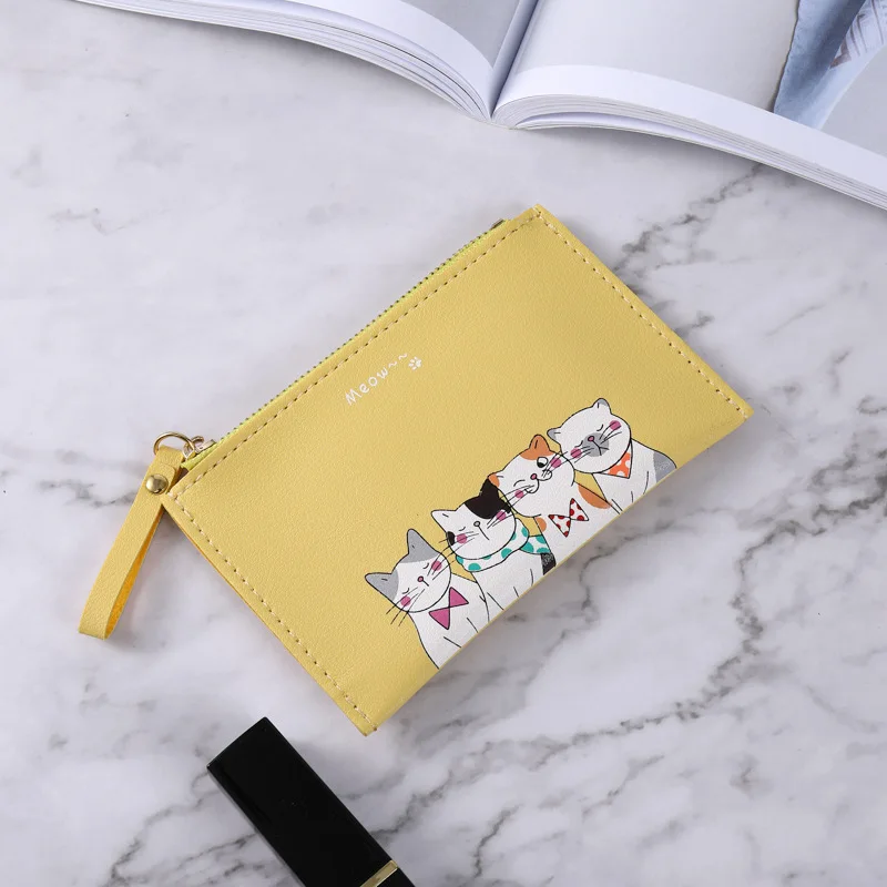 Short Wallet Women Student  Print Mini Card Coin Purse Simple Cute Zipper Thin Wallets for Girls