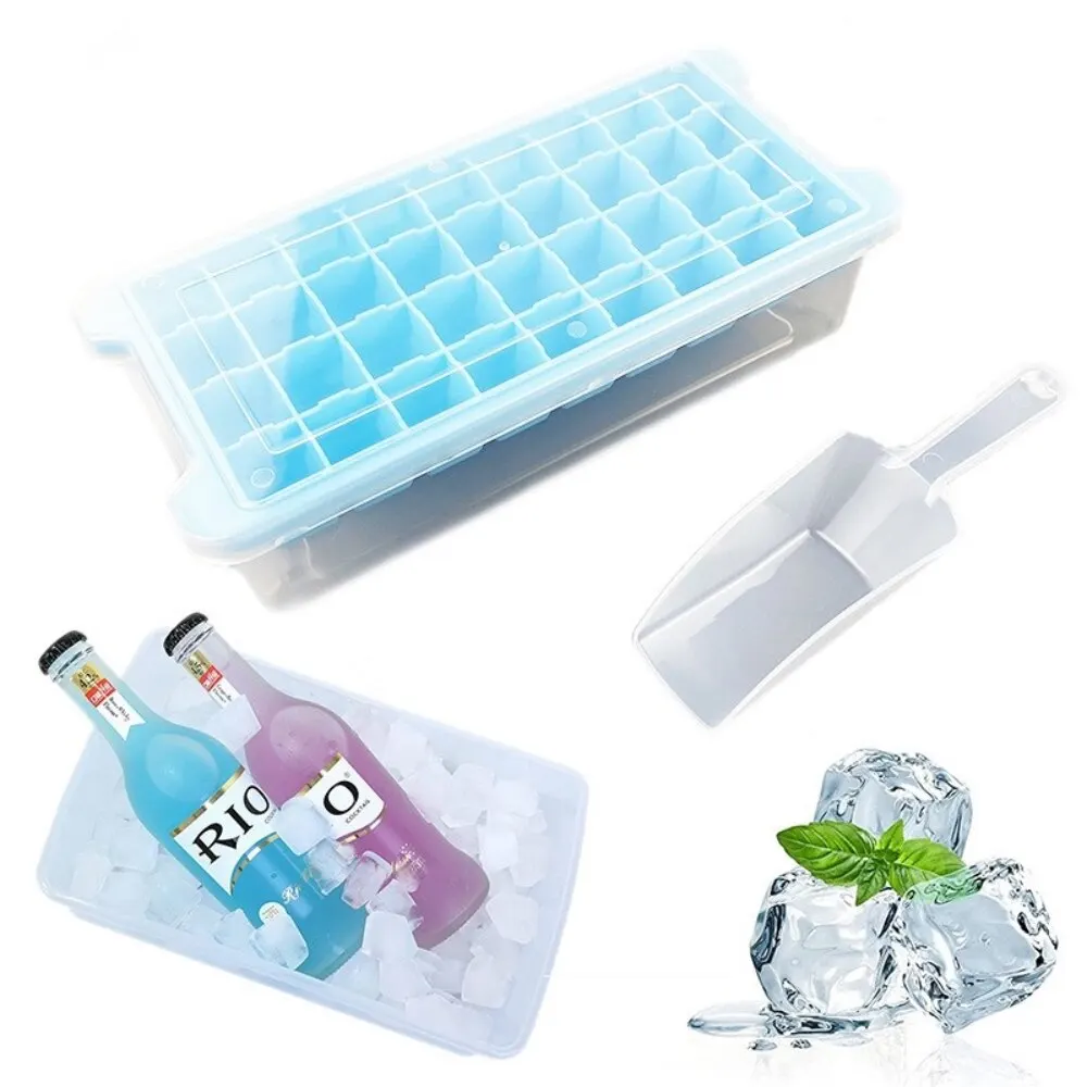 

24/36 Grid Ice Cube Trays Food-grade Silicone Ice Tray Ice Cube Storage Container Bin Ice Mold with Ice Container Scoop Lid