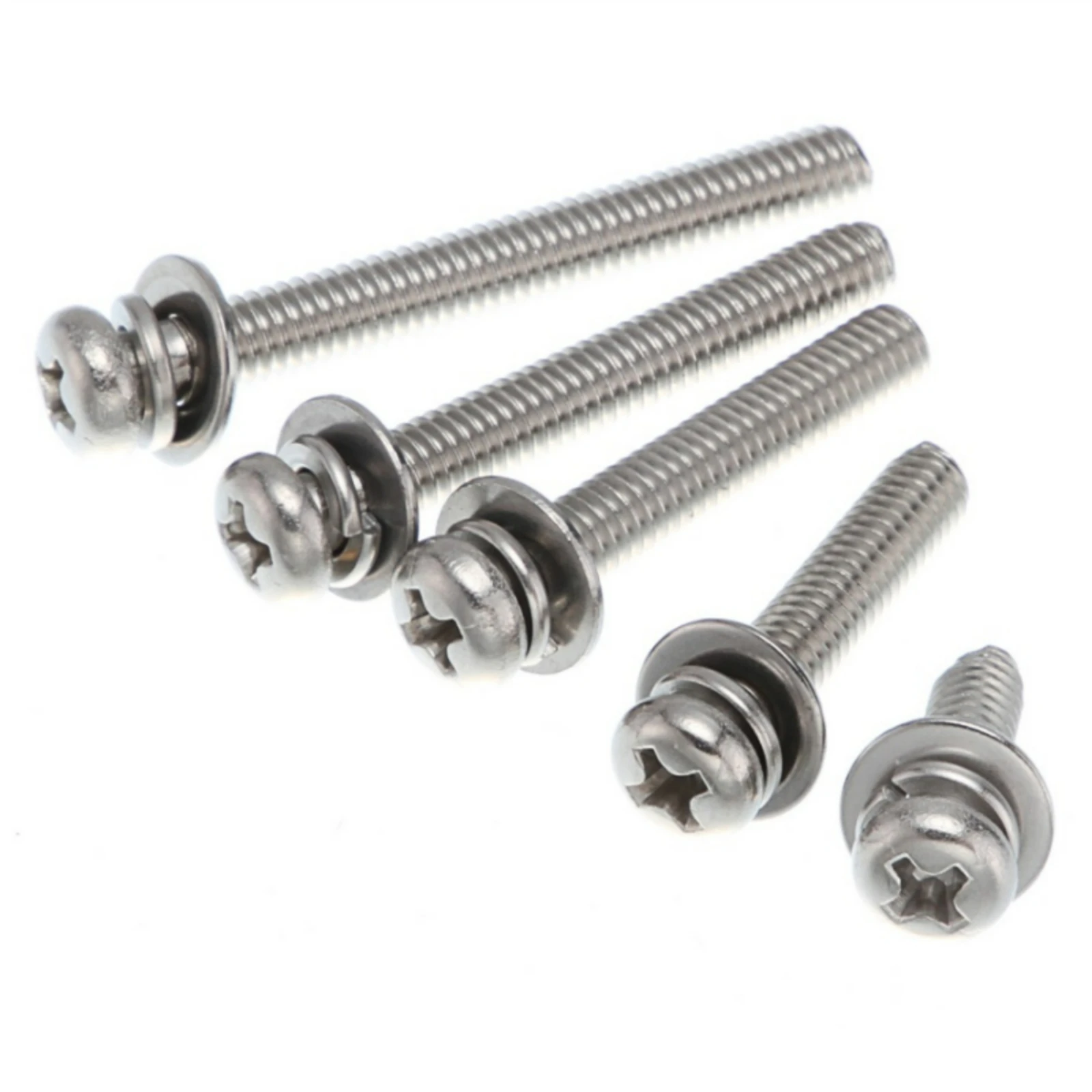 

M3- M6 Phillips Pan Head Three Combination Screw 316 Stainless Steel Cross Round Head With Washer Sems Screws Bolts Kit Set