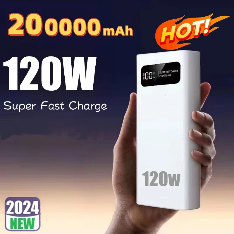 Сверхбыстрая зарядка Power Bank мощностью 120 Вт 200000 Портативный внешний аккумулятор с