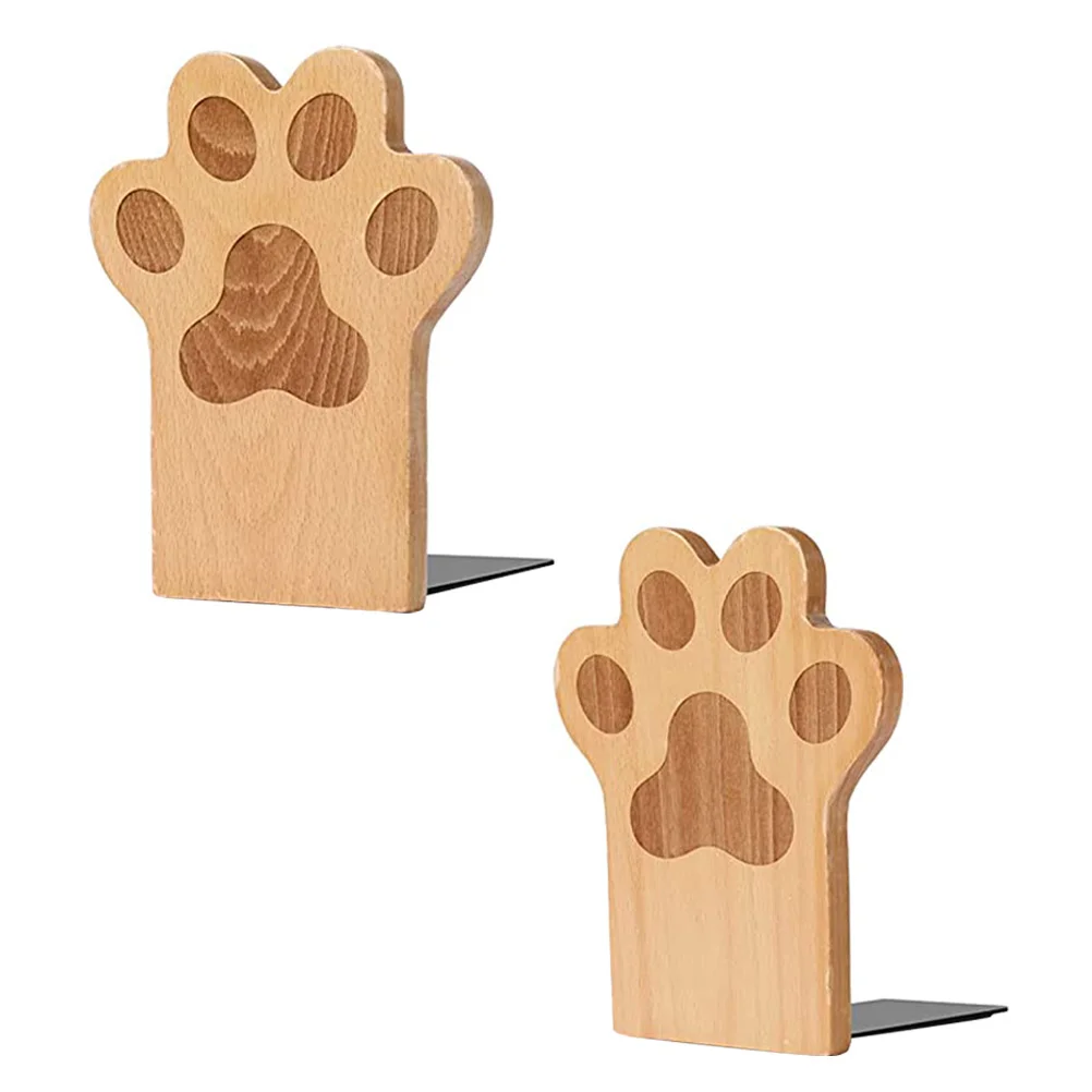

2Pcs Book Display Wood Stand Countertop Cartoon Bookend Magazine Storage Baffle
