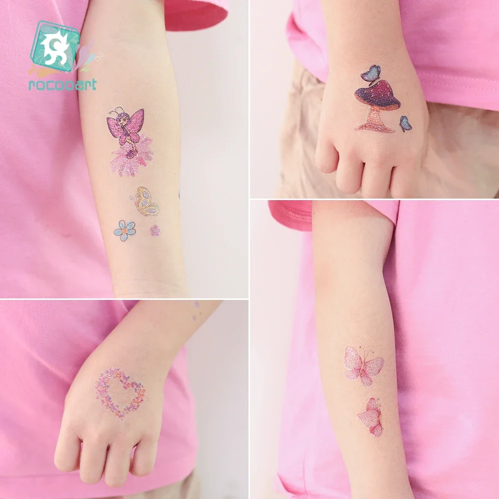 3D Блестящие бабочки временные тату-наклейки Детские татуировки для боди-арта