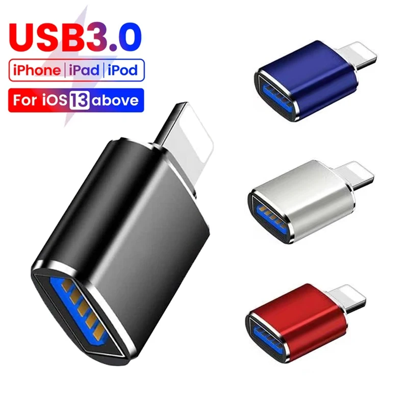 Адаптер OTG для IOS, адаптер для iPhone 14 13 12 11 Pro iPad U Disk Lighting «папа»-USB 3,0, адаптер для iOS 13 и выше