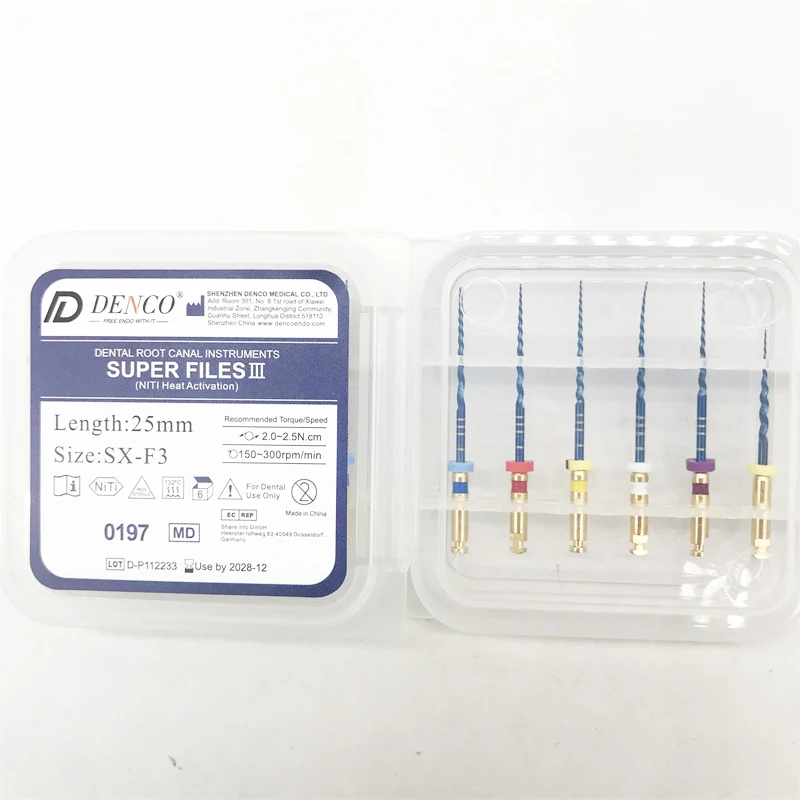 Одобренные CE стоматологические напильники Denco супер III Niti для тепловой активации