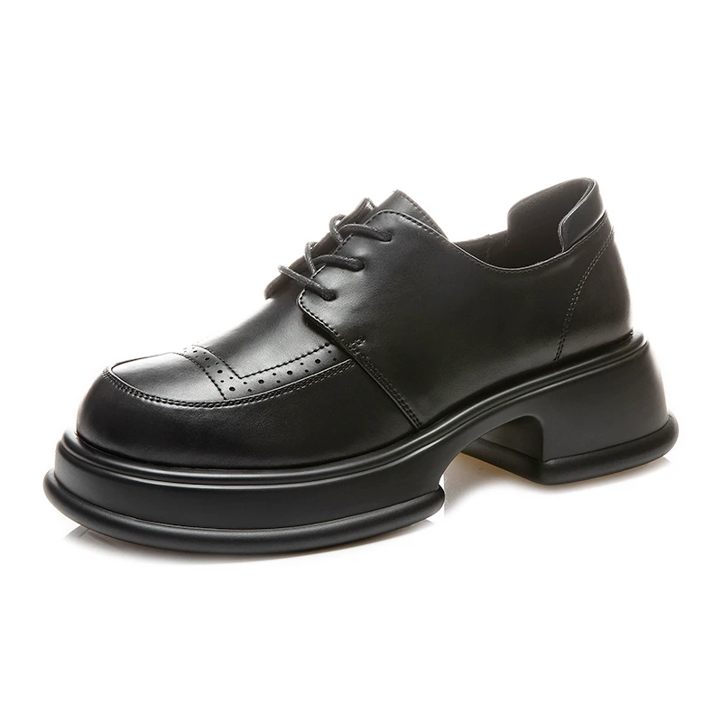 

Authentic Leather Shoes for Women 2022 Trend Elegant Platform Heels Pumps Luxury Designer Shoes Ladies Wedges Black Heels Loafer