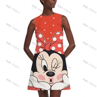 mickey beach dress loose dresses for women 2022 disney party boho womens summer cartoon y2k minnie mouse elegant sexy printed