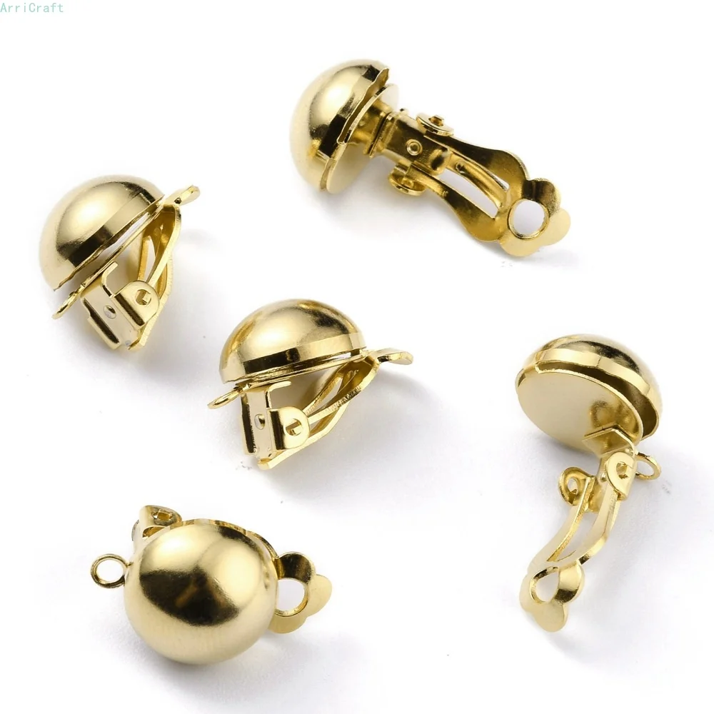 

2pcs Brass Clip-on Earring Findings Real 24K Gold Plated 19x12x14mm Hole: 1.8mm