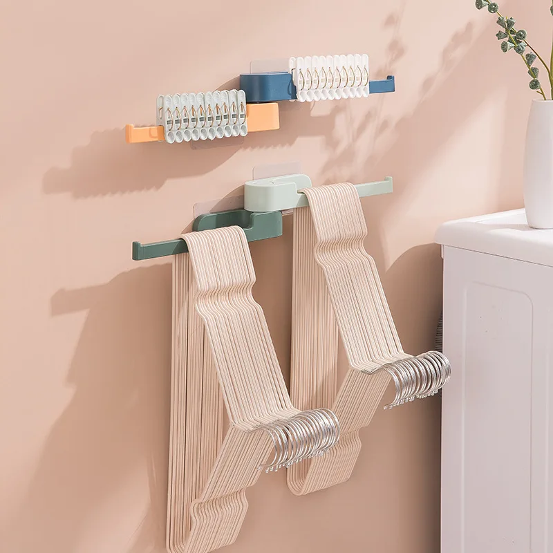 Clothes Hanger Storage Non-perforated Balcony Storage Rack Multifunctional Rotating Clothes Hanger Storage Wall-mounted Storage