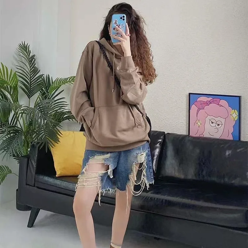 Korean Fashion Ripped Jeans Shorts Women Summer Five-point Pants Woman High Waist Shorts Streetwear Baggy Pants Casual Shorts