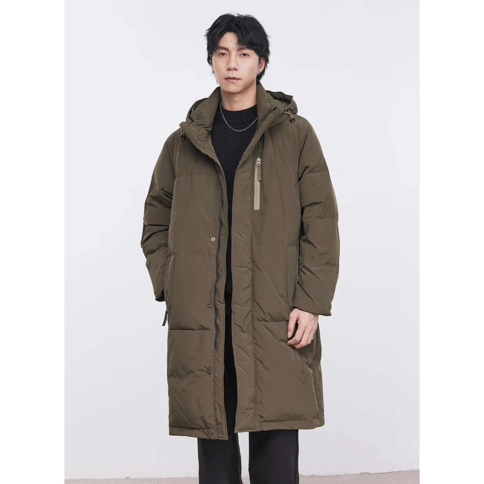 Куртка средней длины из 90% белого гусиного пуха для мужчин зима 2024 новая модная