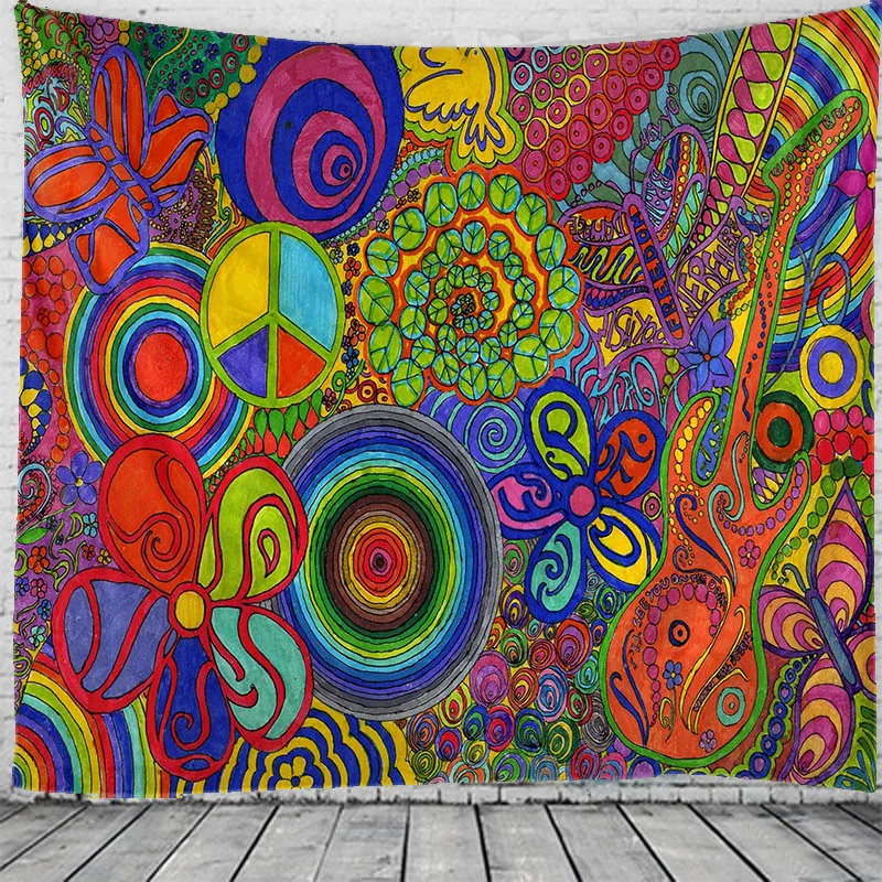 

Colorful painting Banner Flag Indian Mandala Tapestry Wall Hanging Boho decor macrame hippie Witchcraft Tapestry Poster Wall Art