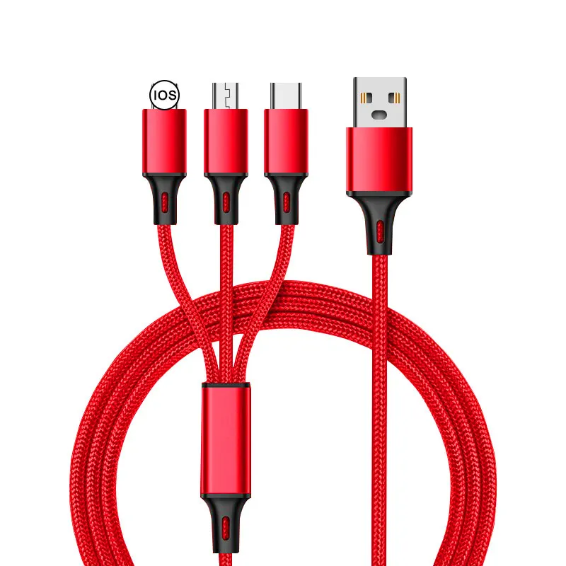 

3 in 1 USB Cable Type C For iPhone Android Type-c Huawei Xiaomi IPhone Mobile Charging One Drag Three Data Lines